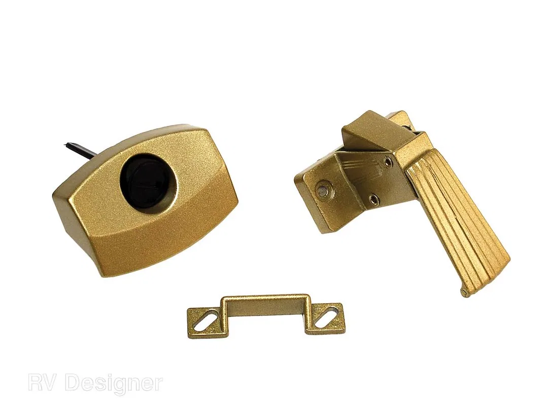 H521 – RV DESIGNER Entry Door Handle, Pull Handle Non-Locking For Bath Doors In RVs Fits Door 1-1/4 Inch Thick Brass ...